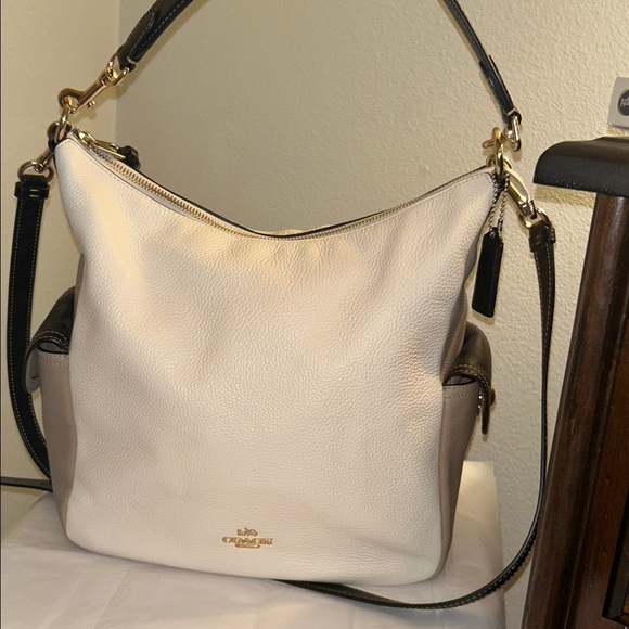 COACH Penny Shoulder Bag Chalk Multi Colorblock Refined Pebble Leather. - Picture 12 of 16